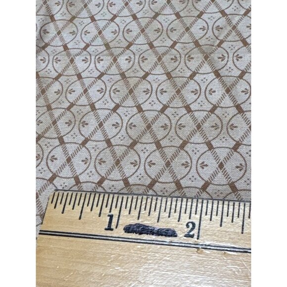 Brown & Tan Cotton Fat Quarter Fabric with Geometric Circles & Plaids Design 18x - Picture 2 of 5